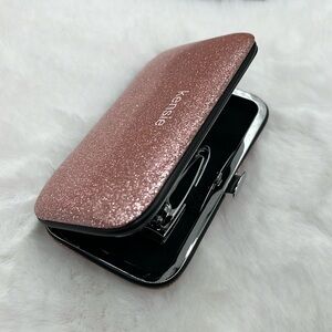 Kensie Rose Gold Sparkly Travel Manicure Set - Clippers, File, Tweezers, Cuticle